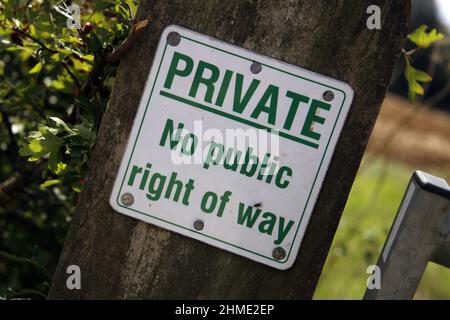 Private, No Public Right of Way Sign on a post