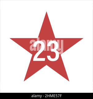 Number 23 with star shape vector illustration. Number 23 with star texture isolated on white background. Stock Vector