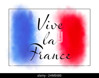 Watercolor painting of the french flag Tricolore with blue, white and ...