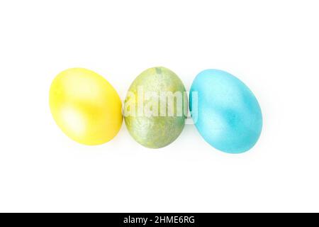 Three Easter eggs isolated on white background Stock Photo