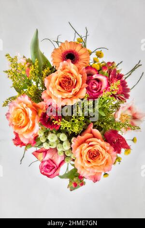 FLORAL DESIGN: Bouquet of flowers on white background  (HDR-Photography) Stock Photo