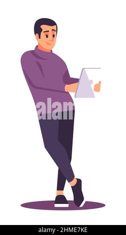 Feeling comfortable at work semi flat RGB color vector illustration Stock Vector