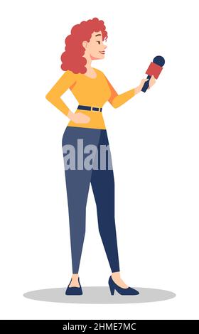 Broadcast journalist semi flat RGB color vector illustration Stock Vector