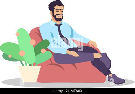 Spending time in recreational room semi flat RGB color vector illustration Stock Vector