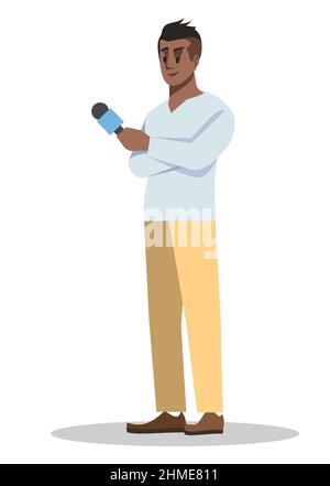 Interviewer semi flat RGB color vector illustration Stock Vector