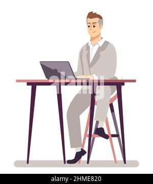 Workspace semi flat RGB color vector illustration Stock Vector