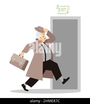 Running away from paparazzi semi flat RGB color vector illustration Stock Vector