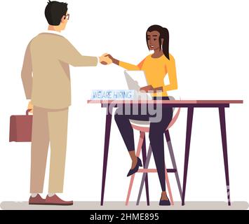 HR staffing agency semi flat RGB color vector illustration Stock Vector