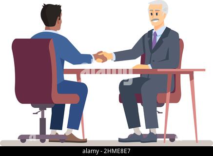 Successful negotiation semi flat RGB color vector illustration Stock Vector