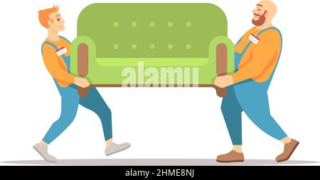 Household goods delivery semi flat RGB color vector illustration Stock Vector