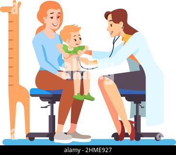 Visiting pediatrician semi flat RGB color vector illustration Stock Vector