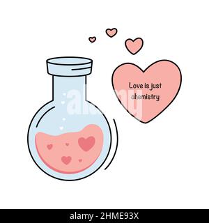 Vector illustration of cartoon romantic elixir on white background. Stock Vector