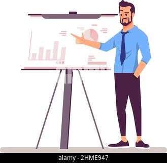 Giving presentation at work semi flat RGB color vector illustration Stock Vector