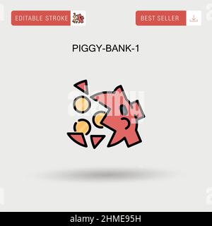 Piggy-bank-1 Simple vector icon. Stock Vector