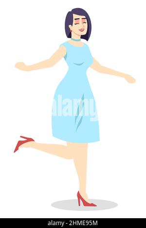 Fancy young woman semi flat RGB color vector illustration Stock Vector