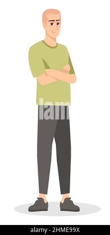 Confident pose semi flat RGB color vector illustration Stock Vector
