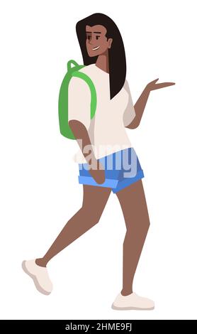 Going to college in summer semi flat RGB color vector illustration Stock Vector