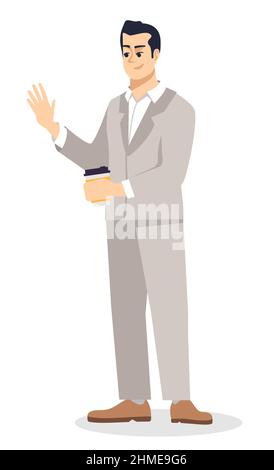 Taking break at work semi flat RGB color vector illustration Stock Vector