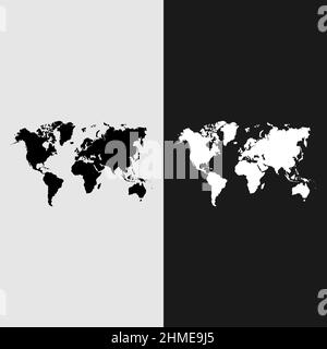 Black silhouette of the political map of the world on a transparent background. Vector illustration. Stock Vector