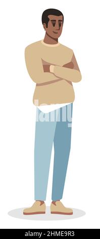 Smiling guy semi flat RGB color vector illustration Stock Vector
