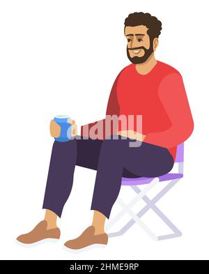 Outdoor recreation semi flat RGB color vector illustration Stock Vector