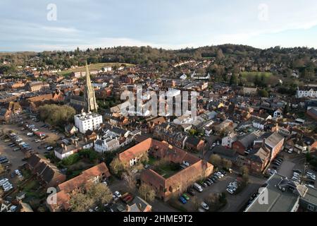 Dorking Surrey UK Aerial drone view Stock Photo