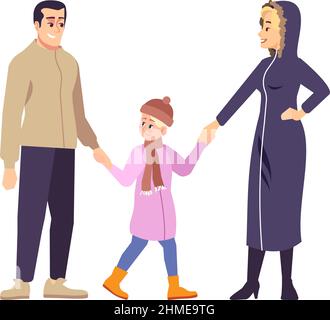 Spending time outdoors semi flat RGB color vector illustration Stock Vector