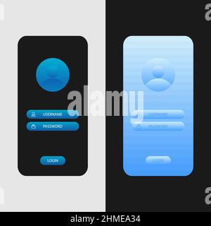 Blue and purple blank registration menu in the application or on the website in light and dark colors. Stock Vector