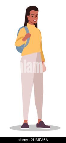 Choosing comfy clothes for travel semi flat RGB color vector illustration Stock Vector