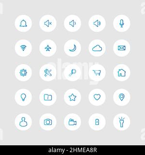 Icon set multi colored button in flat style. Easy editable vector isolated illustration. Stock Vector