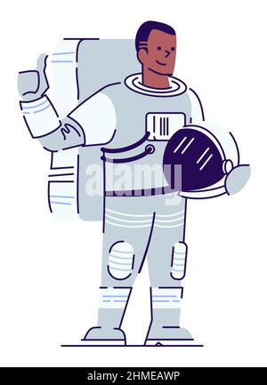 Space tourist semi flat RGB color vector illustration Stock Vector