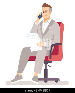 Busy chief executive officer semi flat RGB color vector illustration Stock Vector
