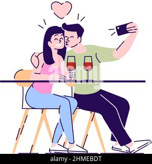 Wine tour for newlyweds semi flat RGB color vector illustration Stock Vector