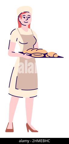 Bakery job position semi flat RGB color vector illustration Stock Vector