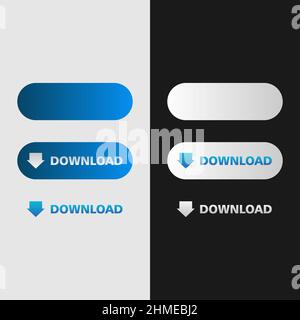 White and blue download button in neomorphism style. Easy editable vector isolated illustration. Stock Vector
