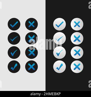 A set of options for checkmark buttons. Designed for websites, mobile apps and other developers. Stock Vector