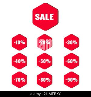 Red sale button in a Flat Design style. Easy editable vector isolated illustration. Stock Vector