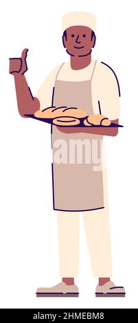 Preparing fresh bakery products semi flat RGB color vector illustration Stock Vector