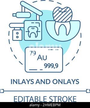 Inlays and onlays turquoise concept icon Stock Vector