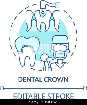 Dental crown turquoise concept icon Stock Vector