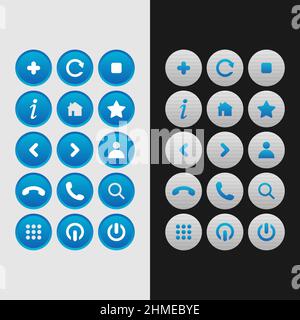 Icon set multi colored button in flat style. Easy editable vector isolated illustration. Stock Vector