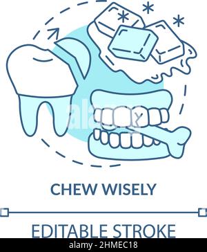 Chew wisely turquoise concept icon Stock Vector