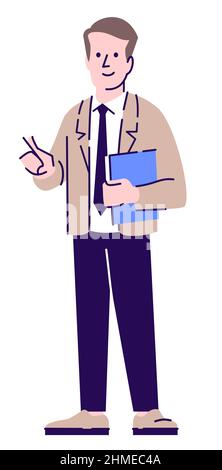 Corporate job semi flat RGB color vector illustration Stock Vector