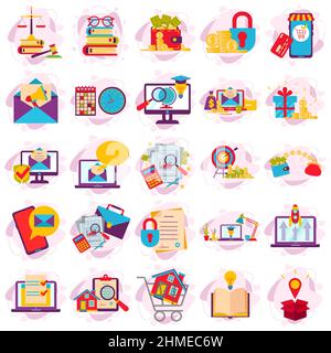 Business icons installed for business. A set of business concept icons. Stock Vector
