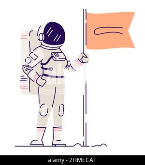 Travel into space semi flat RGB color vector illustration Stock Vector