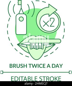 Brush twice every day green concept icon Stock Vector