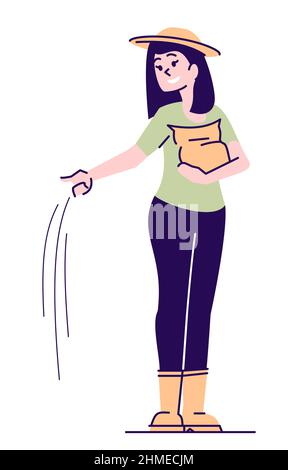 Smiling agriculturist semi flat RGB color vector illustration Stock Vector