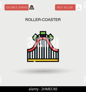 Roller-coaster Simple vector icon. Stock Vector