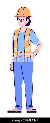 Public utility worker semi flat RGB color vector illustration Stock Vector