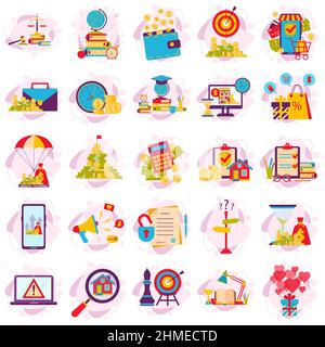 A set of business concept icons. Vector illustration on a white background. Stock Vector